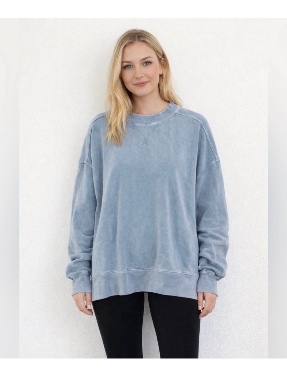Aerie Big Chill Oversized Crewneck Sweatshirt Women S Monaco Blue